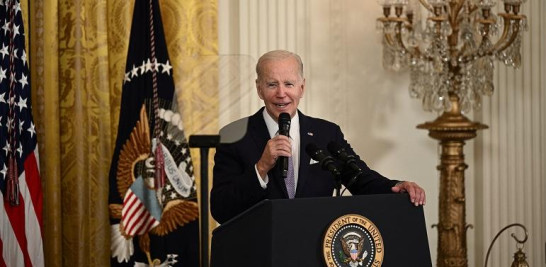 El presidente de los Estados Unidos, Joe Biden, habla durante una recepción que celebra Eid al-Fitr.