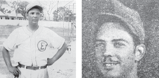 Calín, cuando jugaba en una corta serie con los
Rojos del Escogido (años 40). Una gráfica de Calín, cuando pertenecía a la Selección Nacional y viajó a Cuba (1941).