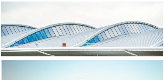 AEROPUERTOS Y HOSPITALES
Arriba: detalle de la Terminal 2 del aeropuerto de Heathrow.

Abajo: el Hospital Universitario Infanta Leonor, de Madrid. Su diseño se basóen los conceptos de la arquitectura curativa y del hospital aeroportuario.