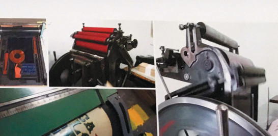 Proceso. Esta serie de imágenes muestra parte de la elaboración y mecanismos utilizados durante el trabajo con imprenta; corresponden al video que se muestra junto a la exposición de la Familia Plómez.