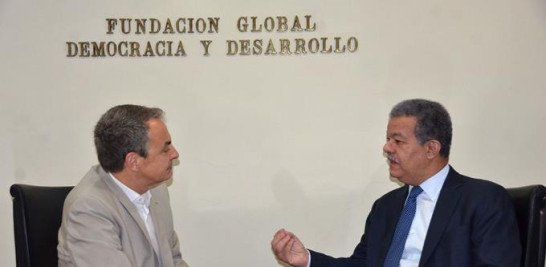 Encuentro. Los expresidentes del gobierno español, José Luis Zapatero, y de República Dominicana, Leonel Fernández, conversaron sobre la crisis política que atraviesa Venezuela.