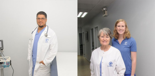 Breayan Pérez en sala destinada para oftalmología. 2-Voluntariado. Deloris Norman y Lynne.