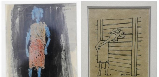 A la izquierda: dibujo de Iván Tovar, mixta sobre papel, fechado en 1962. A la derecha: Ramón Oviedo eternizó en este dibujo a mano alzá la figura del brechero, pero poniendo como protagonista a la mujer.  Jorge Cruz/LD