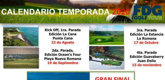 Calendario regular del FdG Golf Tour. La edición final es la única sin sede, la cual será anunciada próximamente. La fecha esta confirmada para el 12 de diciembre.