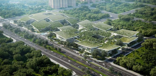 La edificación del Cloud Valley de AI City consistirá en dos parcelas con techos verdes inteligentes. Foto: Bjarke Ingels Group (BIG).
