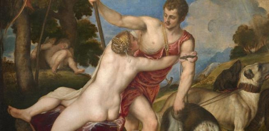 Detalle del cuadro de Tiziano Venus y Adonis (1520)del Museo del Prado de Madrid.