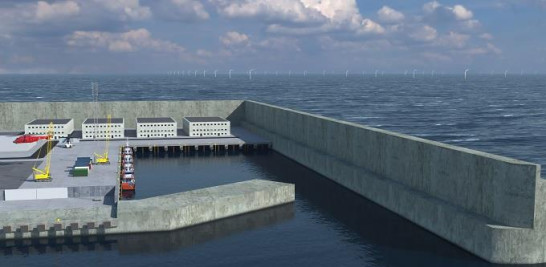 La futura isla de la energía eólica, contará con un puerto (The Danish Energy Agency).