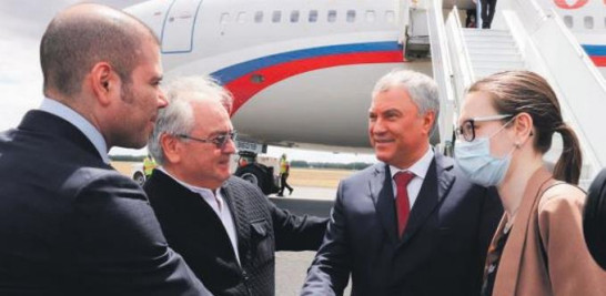 Viacheslav Volodin, presidente de la Cámara de Diputados de Rusia, a su arribo a Nicaragua.