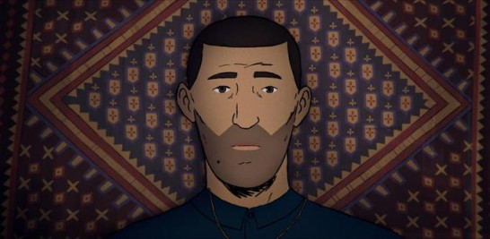 En esta imagen difundida por Neon, Amin, cuya voz hace Daniel Karimyar, en una escena del documental animado "Flee". (Neon vía AP).