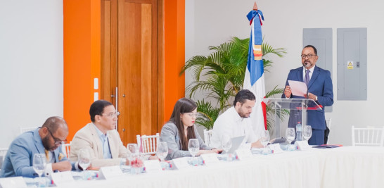 Antoliano Peralta, consultor jurídico del Poder Ejecutivo, durante su participación en el CES esta mañana. Foto de Presidencia de la República.