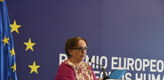La magistrada Miriam Germán Brito en el acto de su reconocimiento por parte de la Unión Europea. RAÚL ASENCIO/LD
