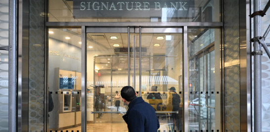 Signature Bank, uno de los cerrados recientemente. AFP