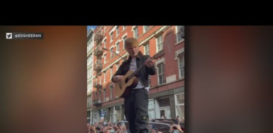 Just one day after a not guilty verdict was handed down in his copyright infringement trial, pop star Ed Sheeran was singing in the streets.