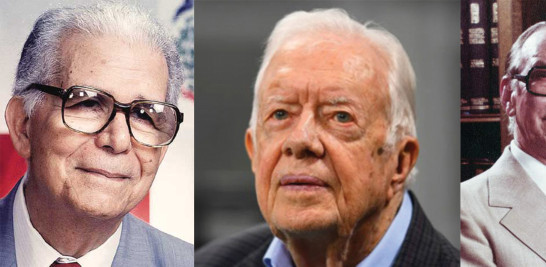 El presidente Joaquín Balaguer, su homólogo de Estados Unidos, Jimmy Carter, y el mandatario electo en 1978 por el Partido Revolucionario Dominicano (PRD), Antonio Fernández.