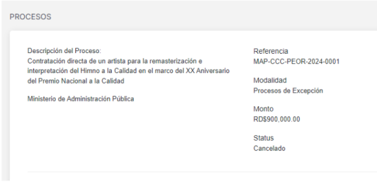 Proceso cancelado del MAP