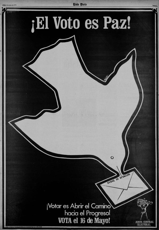 Publicidad de la Junta Central Electoral de 1970