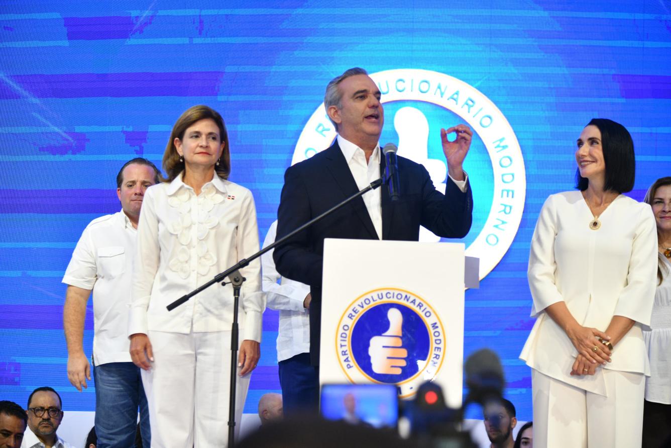 Luis Abinader, durante la celebración de su victoria en 2024.