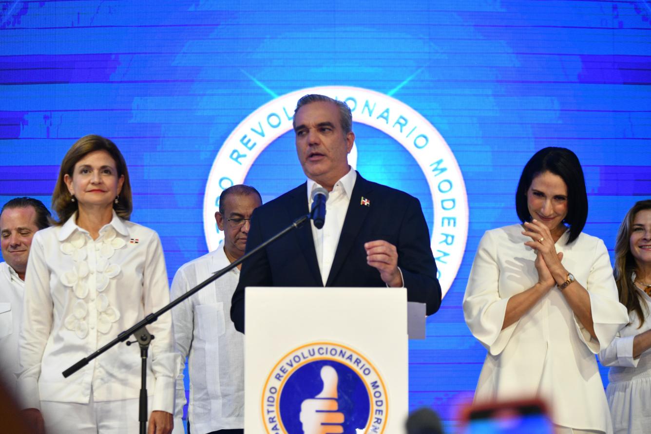 Luis Abinader, durante la celebración de su victoria en 2024.