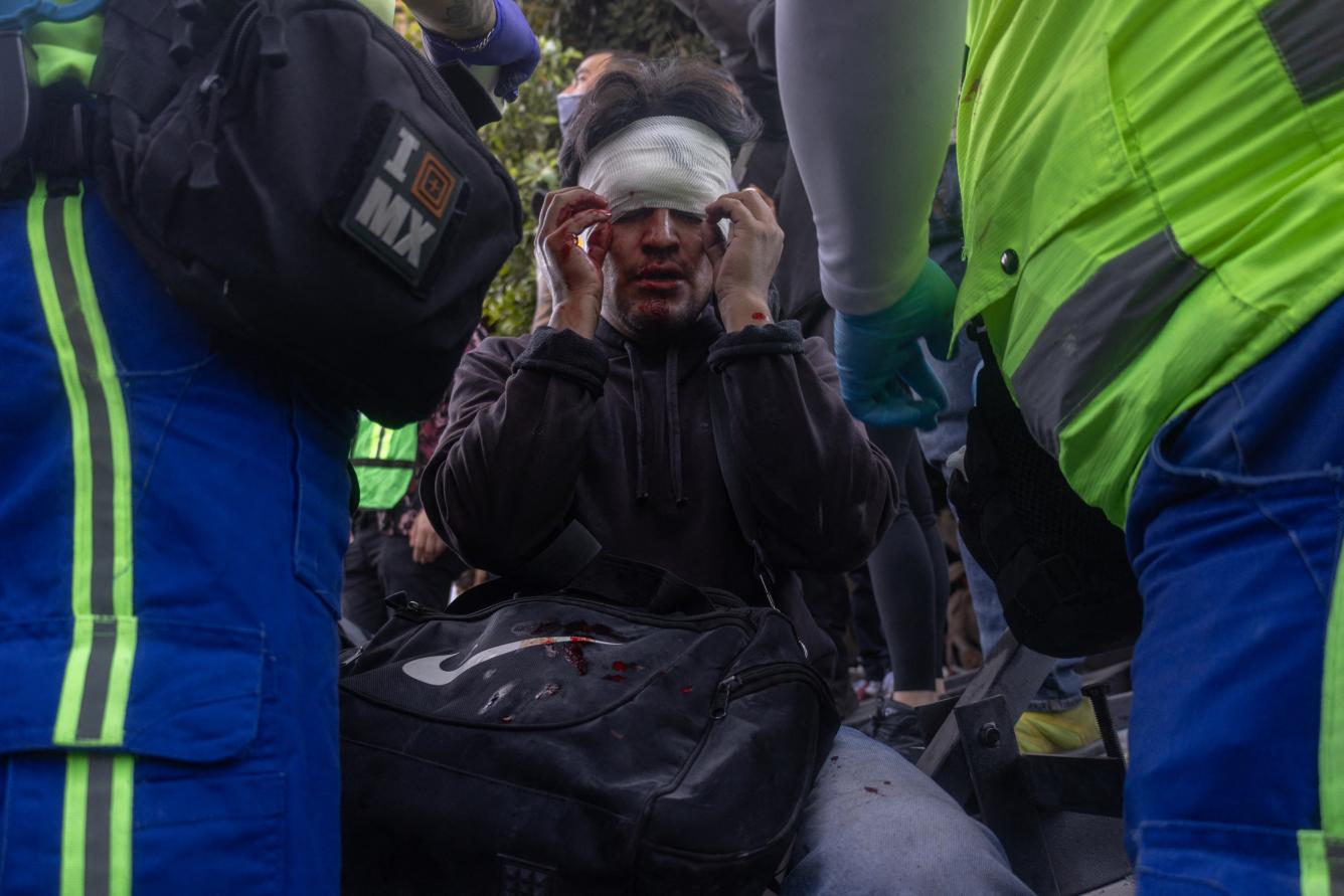 This aerial view shows the For Peace protest organized by Generation Z against the government of Mexican President Claudia Sheinbaum in Guadalajara, Jalisco, Mexico on November 14, 2025. (Photo by ULISES RUIZ / AFP)