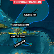 Imagen de la trayectoria de la tormenta tropical Franklin