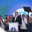 El presidente Luis Abinader, durante su discurso luego de ganar las primarias internas del PRM