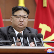 En esta imagen difundida por el gobierno de Corea del Norte, el mandatario norcoreano Kim Jong Un pronuncia un discurso