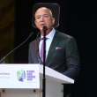 Jeff Bezos, fundador y presidente ejecutivo de Amazon, durante su discurso en la sesión Acción sobre los bosques y el uso de la tierra en la Conferencia de las Naciones Unidas sobre el Cambio Climático. (COP26) en Glasgow, Reino Unido, el 2 de noviembre de 2021. EFE/EPA/ROBERT PERRY