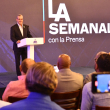 El presidente Luis Abinader cuando abordaba las elecciones municipales en la rueda de prensa semanal en el Palacio Nacional.