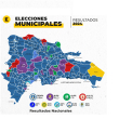 Mapa electoral municipal de República Dominicana, actualizado a las 10:55 AM de miércoles 21 de febrero