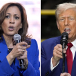 En esta combinación de fotos tomadas en Pennsylvania, la candidata presidencial demócrata y vicepresidenta Kamala Harris habla en un evento de campaña, el 18 de agosto de 2024, en Rochester, izquierda, y el candidato presidencial republicano y expresidente Donald Trump habla en un evento de campaña, el 19 de agosto de 2024, en York.