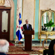 Presidente Luis Abinader durante rueda de prensa en el Palacio Nacional donde recibió a Edmundo González