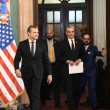 Luis Abinader y Pete Hegseth en el Palacio Nacional dominicano la tarde del miércoles 26 de noviembre 2025