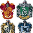 Los escudos de las cuatro casas de Hogwarts.