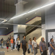 Usuarios haciendo transfer en la extensión Línea 2C del Metro de Santo Domingo, justo en la estación Franklin Mieses Burgos, ubicada en la avenida Monumental.