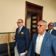 Abogados depositando una querella formal en la Fiscalía del Distrito Nacional contra la Policía Nacional.