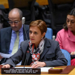 La nueva Representante Especial del secretario general de la ONU en Haití, la ecuatoriana María Isabel Salvador, habla ante el Consejo de Seguridad el 26 de abril de este año.