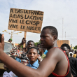 Manifestantes contra el golpe a Niger.