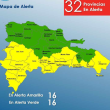 Mapa de República Dominicana con alertas