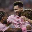 El argentino Lionel Messi festeja su tanto con el Inter Miami ante los Red Bulls de Nueva York,