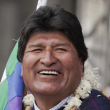 El expresidente boliviano (2006-2019) Evo Morales sonríe durante una manifestación de apoyo al Gobierno, en La Paz, el 29 de noviembre de 2021.