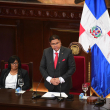 El presidente de la República de Surinam, Chandrikapersad Santokhi durante su participación en el Congreso Nacional.