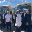 fFotografía muestra al presidente de la República Luis Abinader, junto a autoridades educativas, en el anuncio de la ampliación del programa de Transporte Escolar (TRAE).