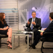 Leonel Fernandez durante la entrevista en el programa de televisión Matutino 11 con Ramón Núñez Ramírez y Jacqueline Morel