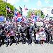 Los manifestantes rechazaron con firmeza la instalación de campos de refugiados haitianos en el territorio nacional y expresaron su oposición a cualquier intervención de la ONU y ONGs que afecte la soberanía y la Constitución dominicana.