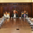 Tras la reunión, el vocero de la Presidencia, Homero Figueroa, informó que el gobierno va a hacer aprobar 12 reformas incluidas la constitucional.