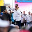 El presidente Nicolás Maduro habla con sus partidarios durante una concentración del gobierno en Caracas, Venezuela, el sábado 3 de agosto de 2024.