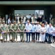 El presidente Luis Abinader corta la cinta junto a altos mandos militares, durante la inauguración.