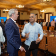 El ministro Joel Santos junto al presidente, Luis Abinader tras culminar la reunión del Consejo de ministros.