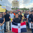 Protesta frente al Monumento de Santiago de los Caballeros