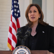 La candidata y actual vicepresidenta, Kamala Harris, ayer en el Observatorio Naval, en Washington.